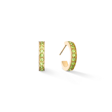 Load image into Gallery viewer, Hoop Earrings 15 Stainless Steel & Crystals Gold Green