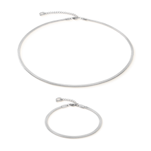 Load image into Gallery viewer, Flat Snake Chain Bracelet Silver Tone