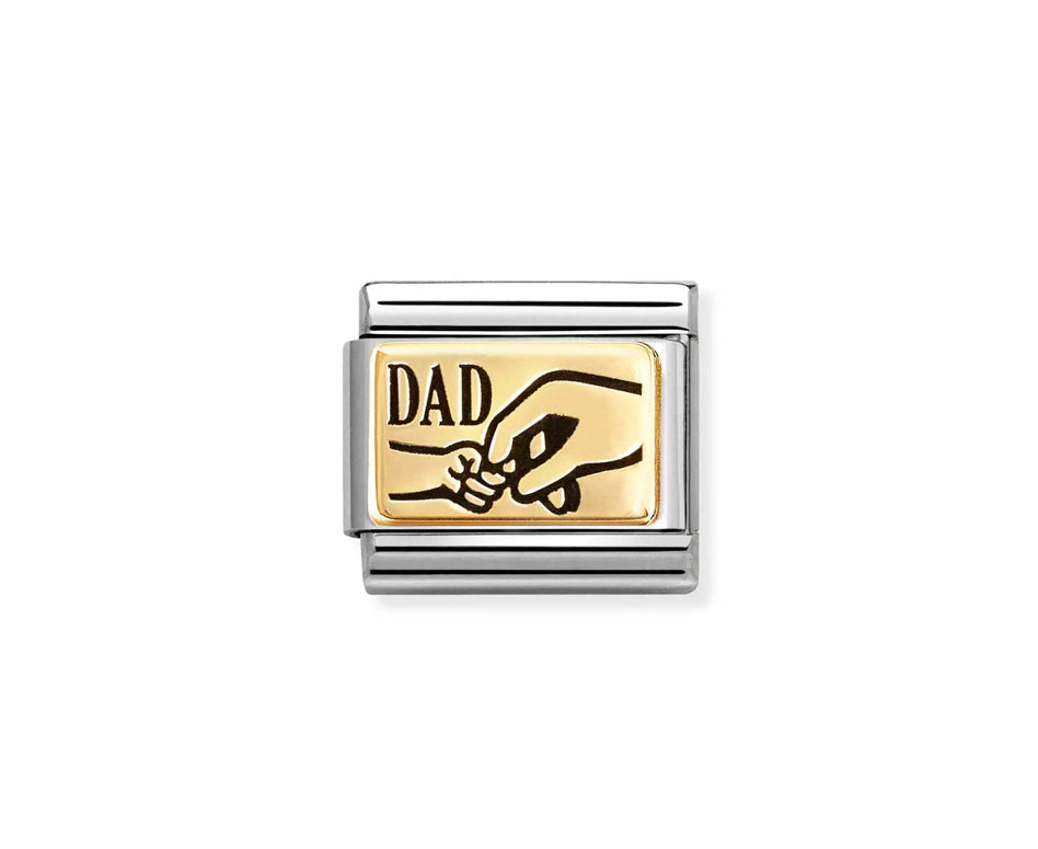 Composable Classic Link Dad With Hands In Bonded Yellow Gold