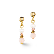 Load image into Gallery viewer, Earrings Romantic Freshwater Pearls & Rose Quartz Gold
