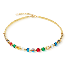 Load image into Gallery viewer, Necklace Sparkling Cubes Fusion Chain Gold-Multicolour