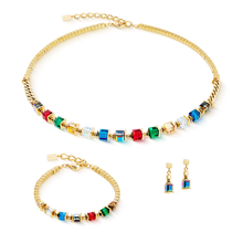 Load image into Gallery viewer, Necklace Sparkling Cubes Fusion Chain Gold-Multicolour