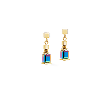 Load image into Gallery viewer, Earrings Sparkling Cubes Fusion Chain Gold-Multicolour