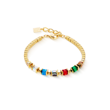 Load image into Gallery viewer, Bracelet Sparkling Cubes Fusion Chain Gold-Multicolour