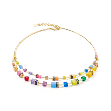 Load image into Gallery viewer, GeoCUBE® Iconic Layer Necklace Gold-Rainbow