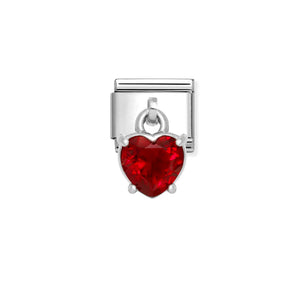 Composable Classic Link Silver Pendant Red Heart Cut Stone