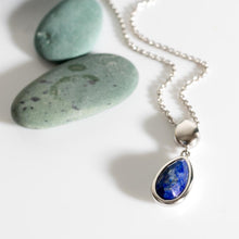 Load image into Gallery viewer, Coast Pebble Azure Gemstone Duo Droplet Necklace - Lapis Lazuli