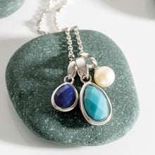 Load image into Gallery viewer, Coast Pebble Azure Gemstone Trio Pendant Necklace