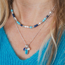 Load image into Gallery viewer, Coast Pebble Azure Gemstone Trio Pendant Necklace