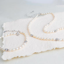 Load image into Gallery viewer, Blossom Flyte Honey Flower Rice Pearl Station Necklace