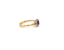 Load image into Gallery viewer, 18ct Yellow Gold Oval Ruby And Diamond Cluster Ring