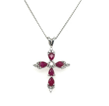 Load image into Gallery viewer, 18ct White Gold Ruby And Diamond Cross
