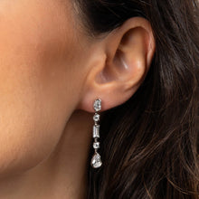 Load image into Gallery viewer, Elongated Half Bezel Drop Earrings