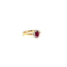 Load image into Gallery viewer, 18ct Yellow Gold Oval Ruby And Diamond Cluster Ring
