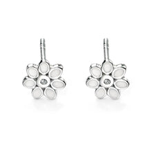 Load image into Gallery viewer, Enamel Daisy Stud Earrings With Diamonds