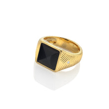 Load image into Gallery viewer, HD X Golden Edit Black Onyx Signet Ring