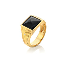 Load image into Gallery viewer, HD X Golden Edit Black Onyx Signet Ring