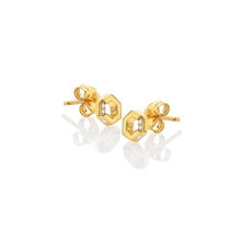 Load image into Gallery viewer, HD X Golden Edit Hexagon White Topaz Earrings