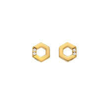 Load image into Gallery viewer, HD X Golden Edit Hexagon White Topaz Earrings