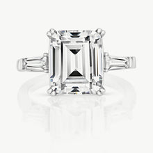 Load image into Gallery viewer, Emerald Cut Cubic Zirconia With Claw Setting And Tapered Baguette Shoulders