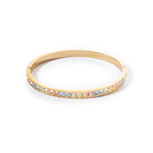 Load image into Gallery viewer, Bangle Stainless Steel & Crystals Gold Multi Pastel