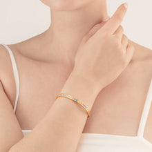 Load image into Gallery viewer, Bangle Stainless Steel & Crystals Gold Multi Pastel