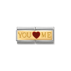 Composable Classic Double Link You And Me With Enamel Heart