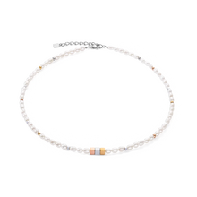 Load image into Gallery viewer, Necklace Cube Trilogy & Oval Freshwater Pearls