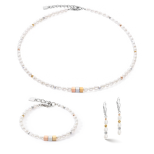 Load image into Gallery viewer, Earrings Cube Trilogy & Oval Freshwater Pearls