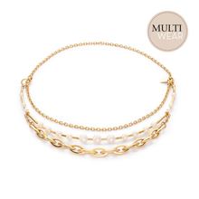 Load image into Gallery viewer, Necklace Freshwater Pearls & Chunky Chain Navette Multi-Wear White Gold