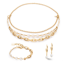 Load image into Gallery viewer, Necklace Freshwater Pearls & Chunky Chain Navette Multi-Wear White Gold