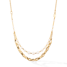 Load image into Gallery viewer, Necklace Freshwater Pearls & Chunky Chain Navette Multi-Wear White Gold