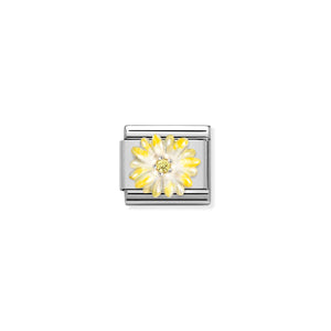 Composable Classic Link Yellow Flower In Silver And Enamel With Stone