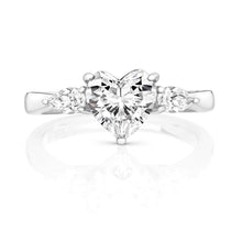 Load image into Gallery viewer, Three Stone Claw Set Ring Centre Heart Shape Cubic Zirconia
