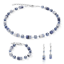 Load image into Gallery viewer, GeoCUBE® Earrings Sodalite & Haematite blue