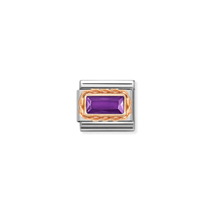 Composable Classic Link Bonded Rose Gold And Purple Stone