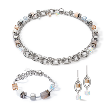 Load image into Gallery viewer, Bracelet GeoCUBE® Statement Precious Chunky Chain Multi-Wear Grey-Beige