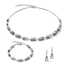 Load image into Gallery viewer, Cube Story Colour Couple Earrings Hematite Vintage