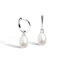 Load image into Gallery viewer, Revival Astoria Pearl Drop Hoop Earrings