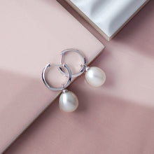 Load image into Gallery viewer, Revival Astoria Pearl Drop Hoop Earrings