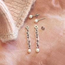 Load image into Gallery viewer, Revival Astoria Figaro Pearl Chain Link Drop Earrings