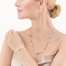 Load image into Gallery viewer, GeoCUBE® Precious & Slider Closure Necklace Gold Multicolour Pastel