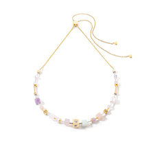 Load image into Gallery viewer, GeoCUBE® Precious & Slider Closure Necklace Gold Multicolour Pastel