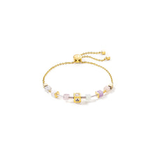 Load image into Gallery viewer, GeoCUBE® Precious & Slider Closure Bracelet Gold Multicolour Pastel