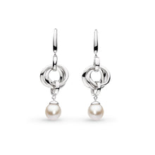 Load image into Gallery viewer, Bevel Trilogy Pearl Drop Earrings