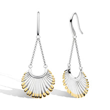 Load image into Gallery viewer, Essence Radiance Golden Fan Chandelier Drop Earrings