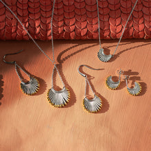 Load image into Gallery viewer, Essence Radiance Golden Fan Chandelier Drop Earrings