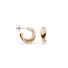 Load image into Gallery viewer, Bevel Trilogy Golds Hoop Earrings
