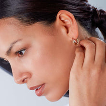 Load image into Gallery viewer, Bevel Trilogy Golds Hoop Earrings
