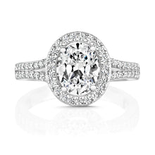 Load image into Gallery viewer, Oval Halo Style Ring With Pavé Set Split Shoulders